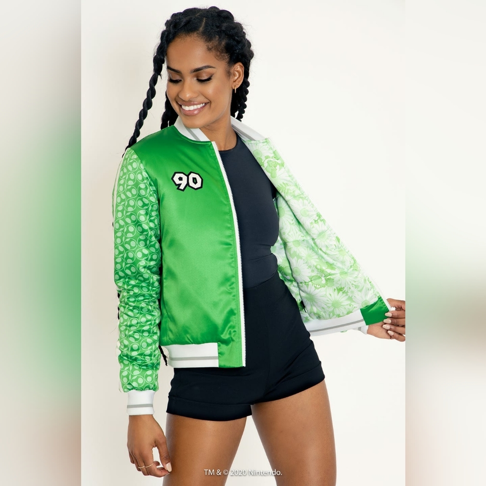 BLACKMILK YOSHI SHINY BOMBER JACKET M NWT POKEMON UNISEX - Picture 3 of 9